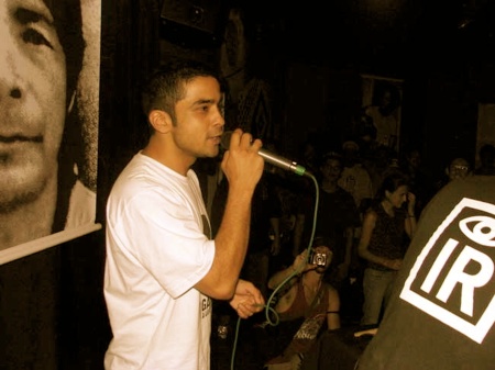 Deeder Zaman performing with Dubdem Soundsystem in Brazil at a concert to honour Galdino